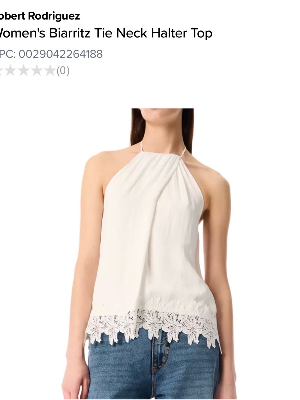Robert Rodriguez White Lace-Hem Halter Camisole